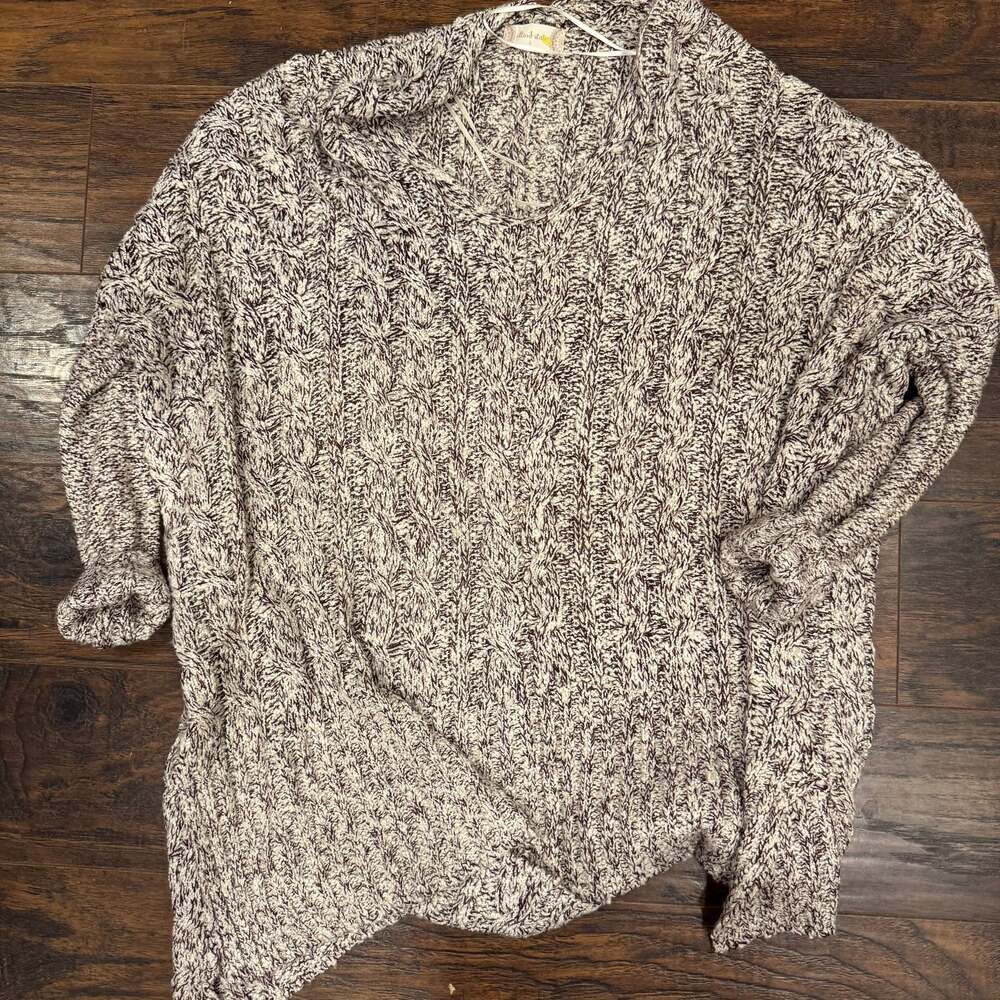 Altar'd State Chunky Marled Knit V-Neck Oversized Sweater